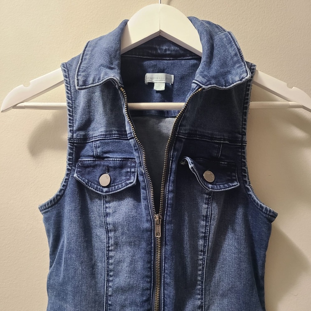 NEW YORK & COMPANY, overall, jeans, denim blue, size S
